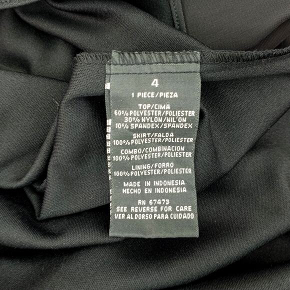 Gabby Skye Black Sleeveless Deep V Neck Velour Detail High-Low LBD Dress 4 NWT - Picture 9 of 12